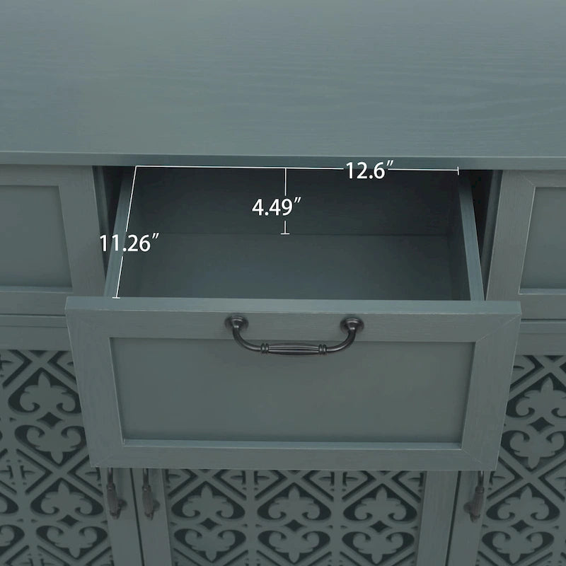 3-Door 3-Drawer Carved Storage Cabinet for Living Room