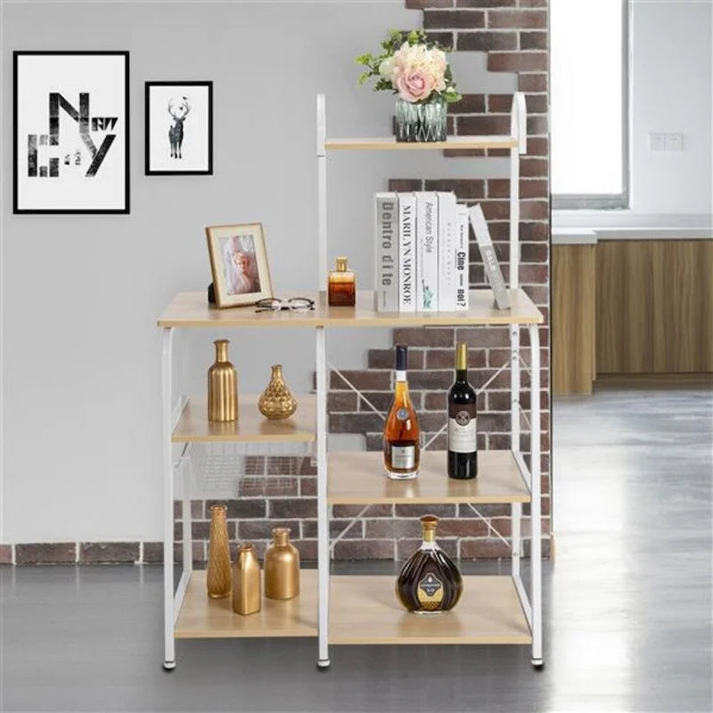4-Tier Kitchen Baker's Rack with 10 Hooks and Adjustable Feet