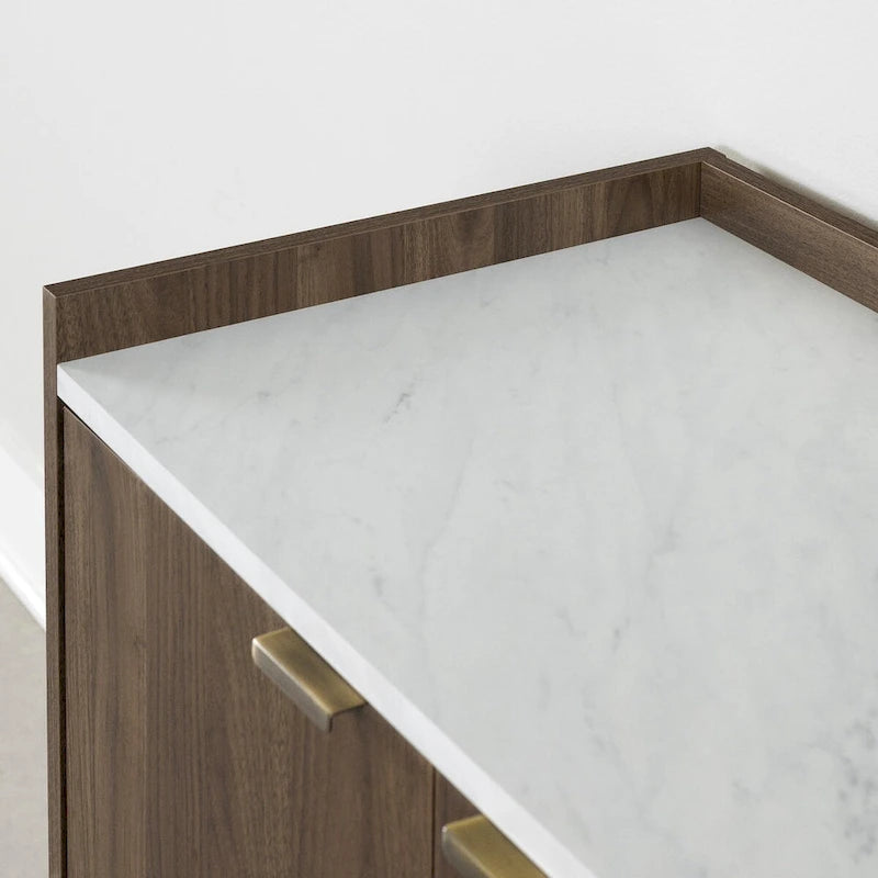 Mid-Century Modern Two-Door Sideboard with Gold Legs and Adjustable Shelf