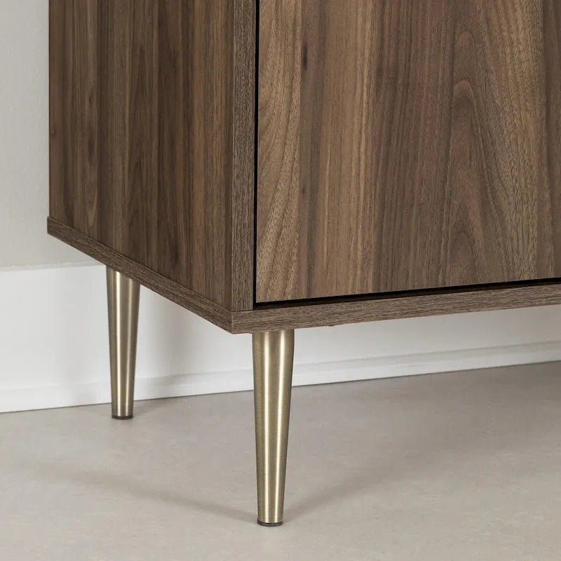 Mid-Century Modern Two-Door Sideboard with Gold Legs and Adjustable Shelf