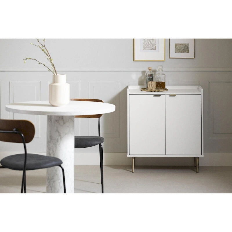 Mid-Century Modern Two-Door Sideboard with Gold Legs and Adjustable Shelf