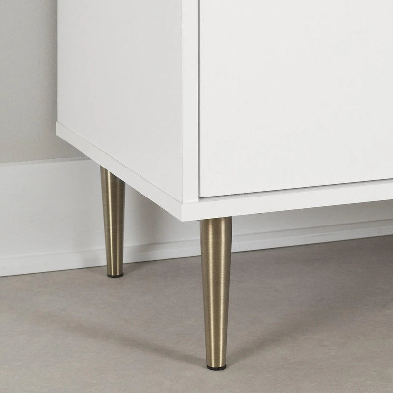 Mid-Century Modern Two-Door Sideboard with Gold Legs and Adjustable Shelf