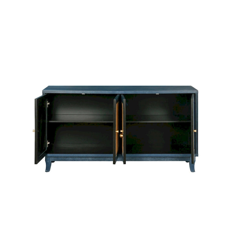 4-Door Rattan Sideboard Cabinet with Adjustable Shelf and Wide Countertop