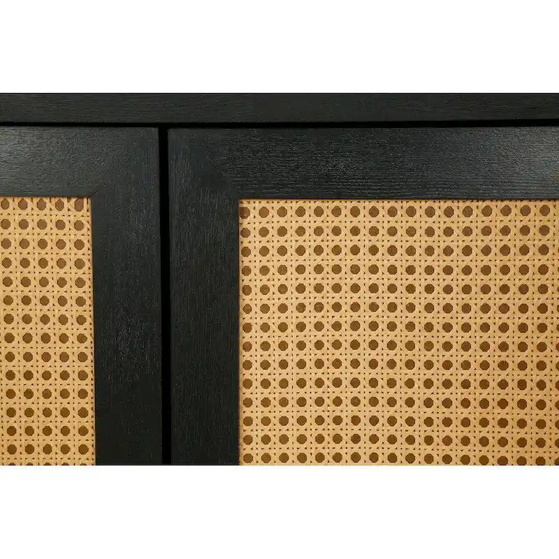 4-Door Rattan Sideboard Cabinet with Adjustable Shelf and Wide Countertop
