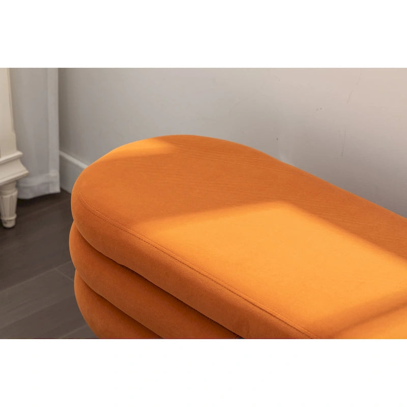 Velvet Storage Bench with Wood Legs