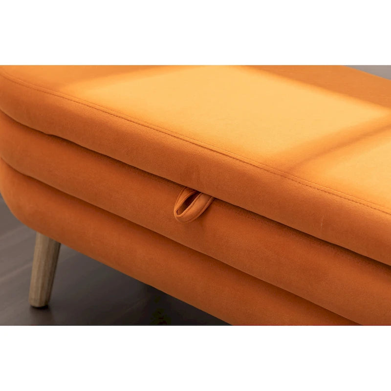 Velvet Storage Bench with Wood Legs