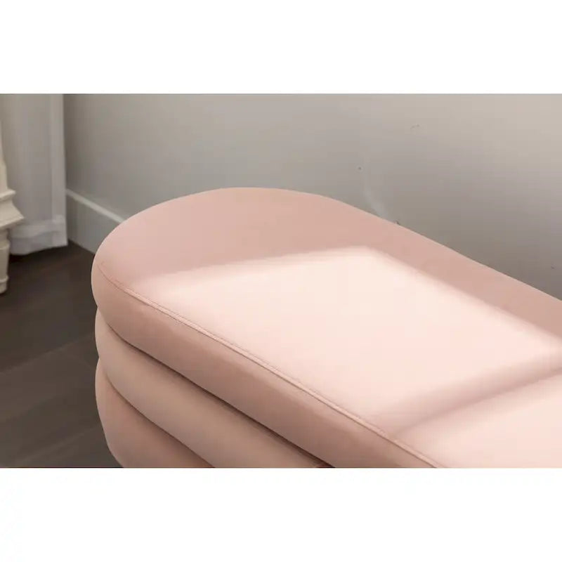 Velvet Storage Bench with Wood Legs