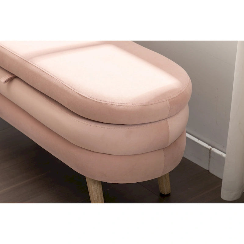 Velvet Storage Bench with Wood Legs