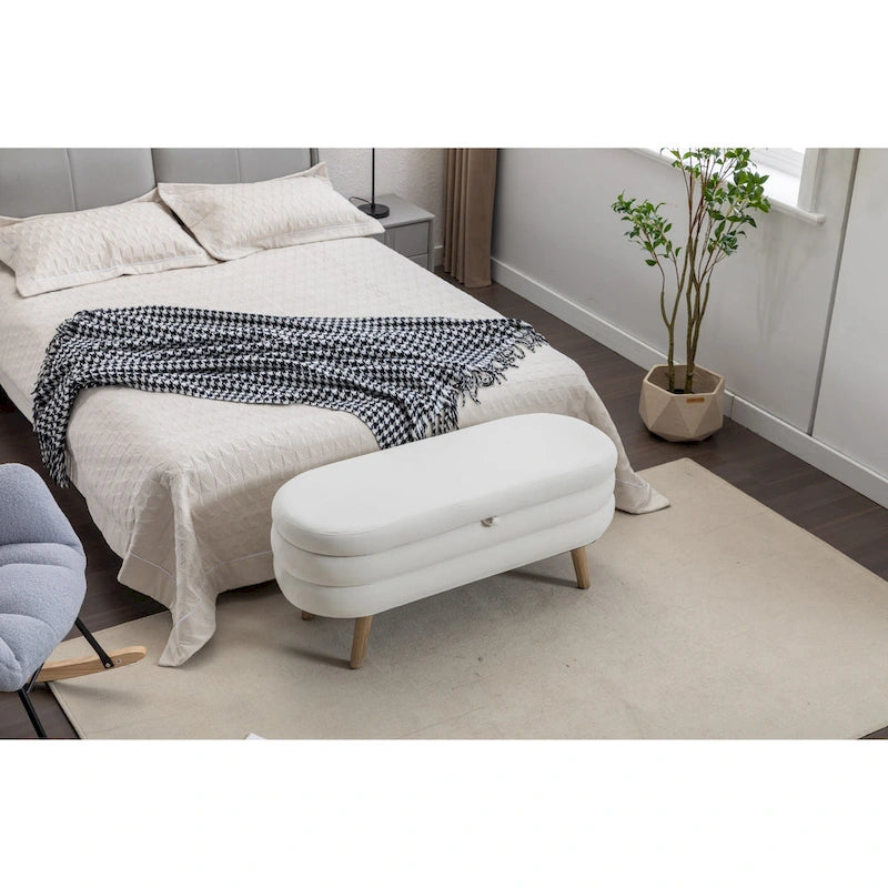Velvet Storage Bench with Wood Legs