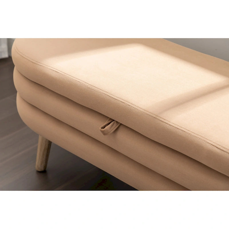 Velvet Storage Bench with Wood Legs