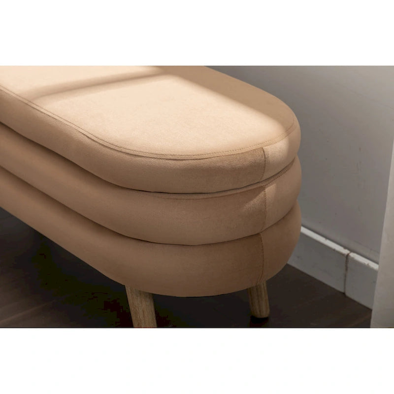 Velvet Storage Bench with Wood Legs
