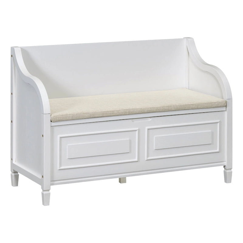 Rustic High Back Storage Bench with Hidden Compartment for Entryway and Bedroom