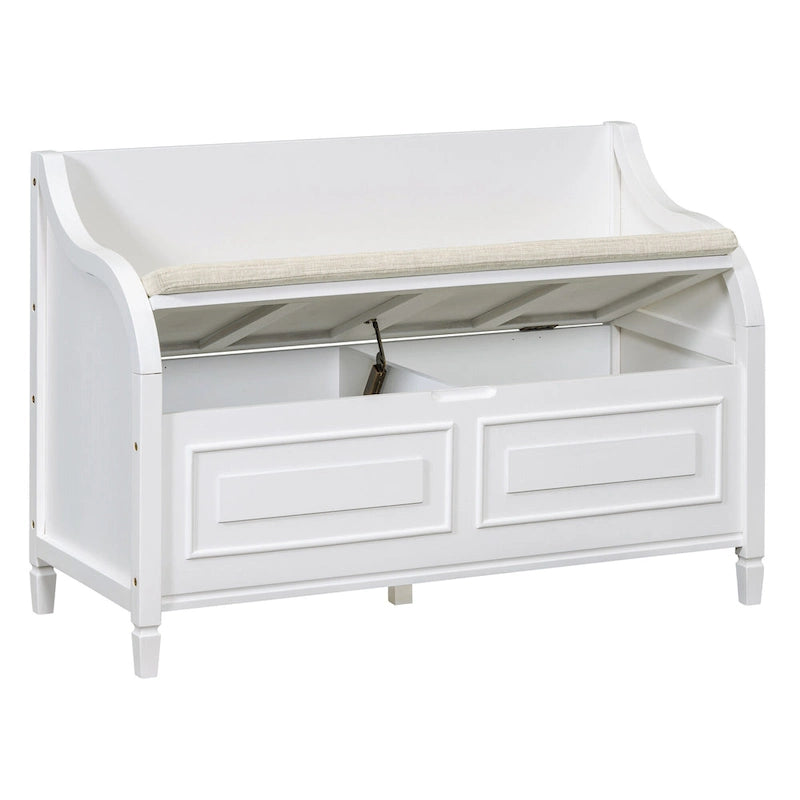 Rustic High Back Storage Bench with Hidden Compartment for Entryway and Bedroom