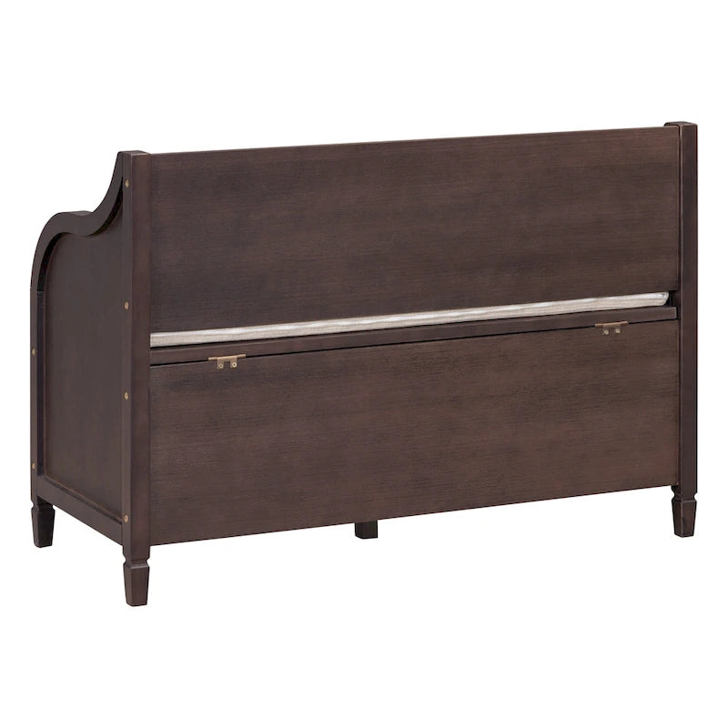 Rustic High Back Storage Bench with Hidden Compartment for Entryway and Bedroom