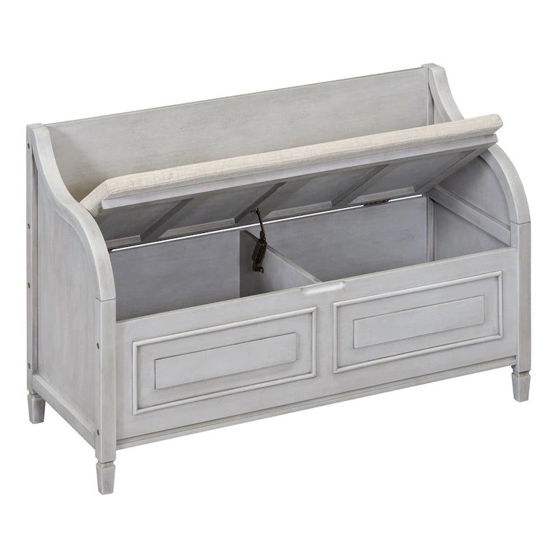 Rustic High Back Storage Bench with Hidden Compartment for Entryway and Bedroom