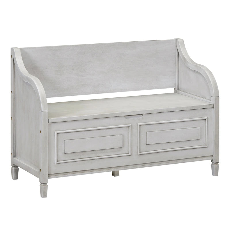 Rustic High Back Storage Bench with Hidden Compartment for Entryway and Bedroom