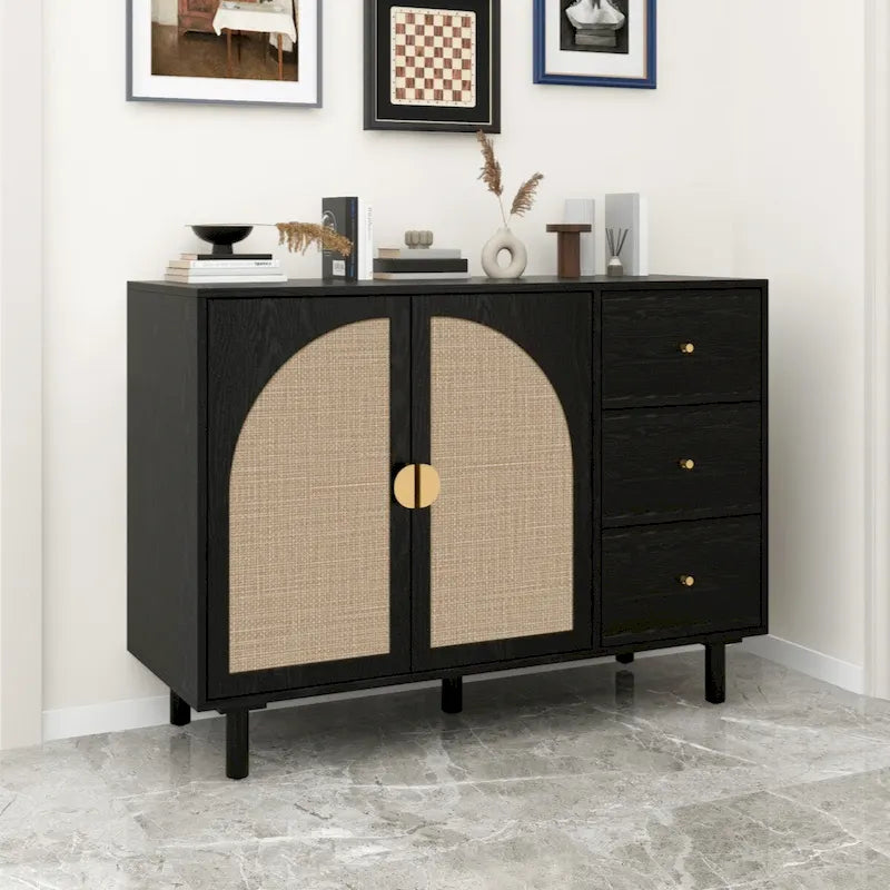 2-Door 3-Drawer Storage Cabinet for Bedroom and Living Room