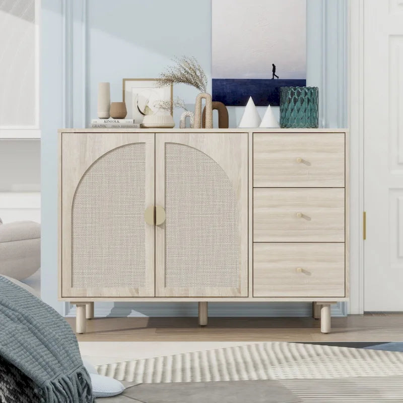 2-Door 3-Drawer Storage Cabinet for Bedroom and Living Room