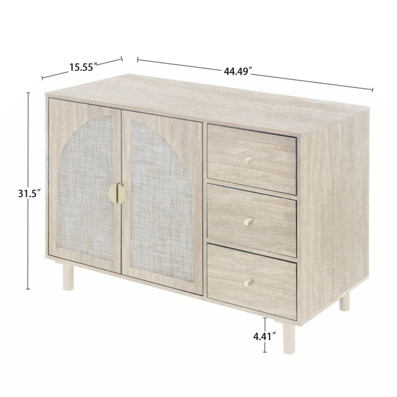 2-Door 3-Drawer Storage Cabinet for Bedroom and Living Room