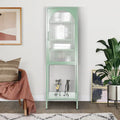Arched Fluted Glass Door Metal Storage Cabinet with Adjustable Shelves