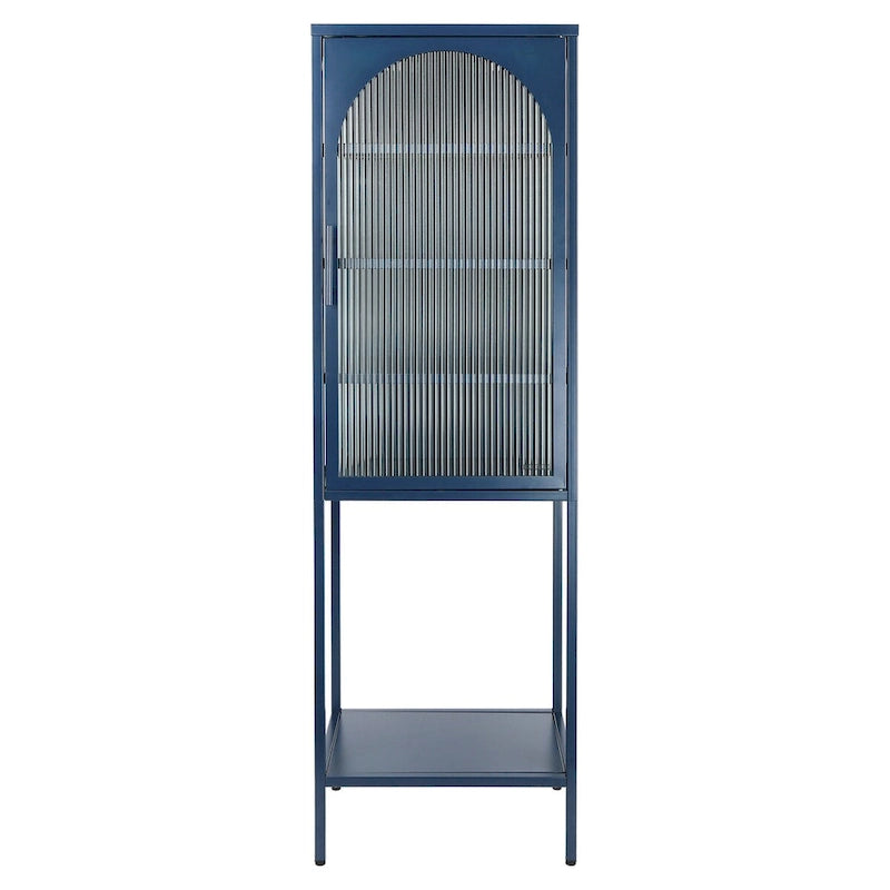 Arched Fluted Glass Door Metal Storage Cabinet with Adjustable Shelves