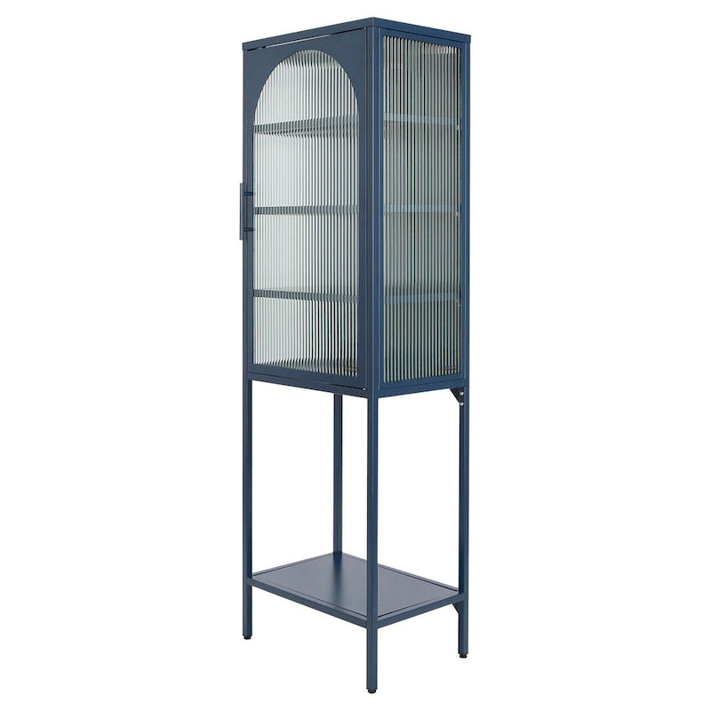 Arched Fluted Glass Door Metal Storage Cabinet with Adjustable Shelves