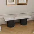 Upholstered Boucle Bench with Black Chunky Legs for Bedroom and Entryway