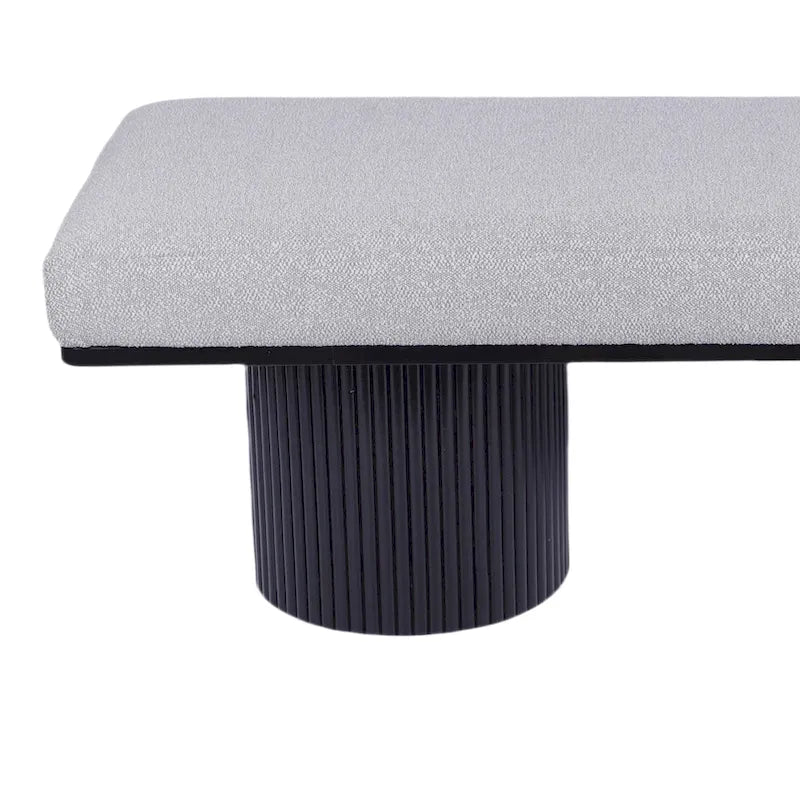 Upholstered Boucle Bench with Black Chunky Legs for Bedroom and Entryway