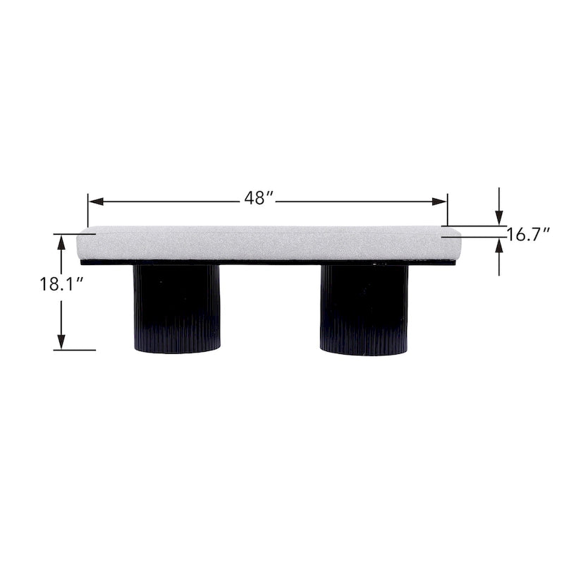 Upholstered Boucle Bench with Black Chunky Legs for Bedroom and Entryway