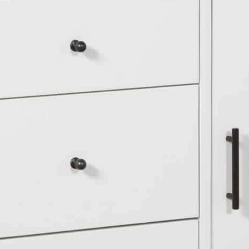 Mid-Century Modern Accent Cabinet with 3 Drawers and 1 Door in White
