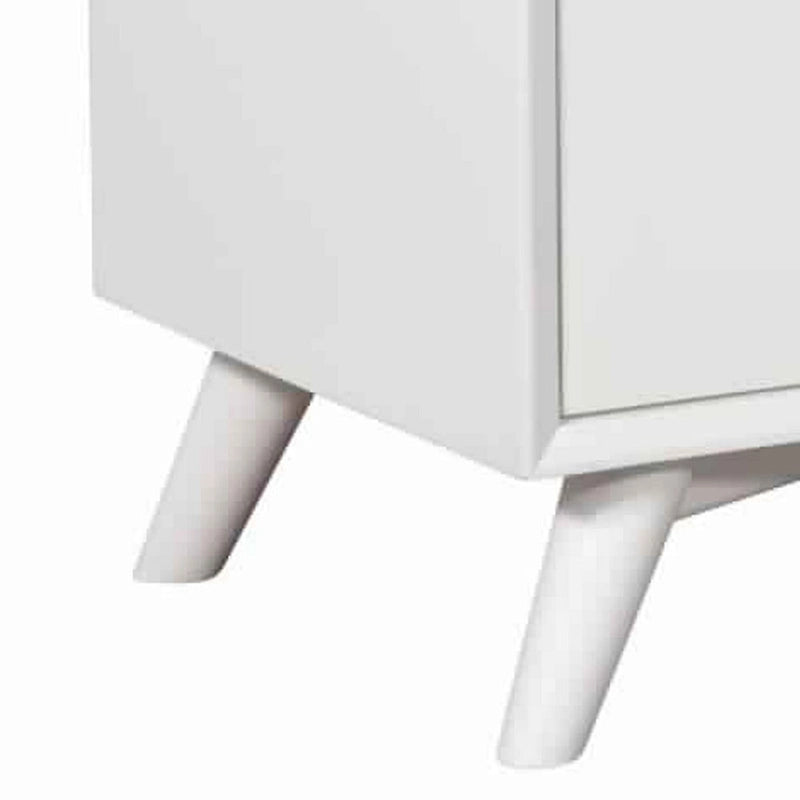 Mid-Century Modern Accent Cabinet with 3 Drawers and 1 Door in White