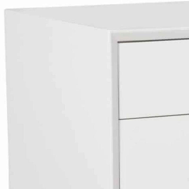 Mid-Century Modern Accent Cabinet with 3 Drawers and 1 Door in White