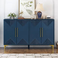 4-Door Sideboard Cabinet with Two-Tone Geometric Door Pattern