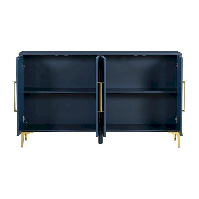 4-Door Sideboard Cabinet with Two-Tone Geometric Door Pattern