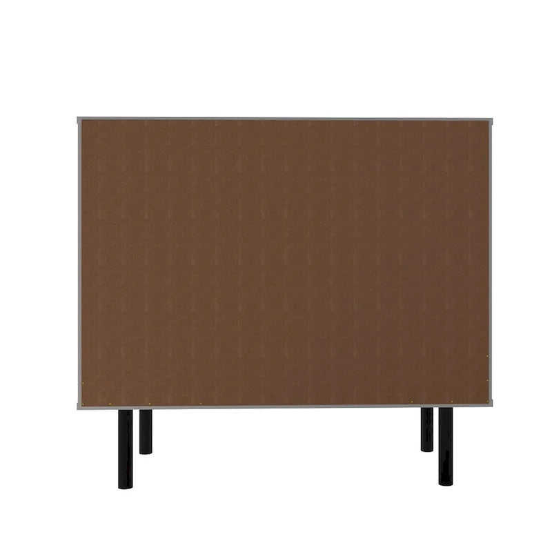 Mid-Century Modern Sideboard with 2 Drawers, Soft-Close Doors and Round Metal Legs