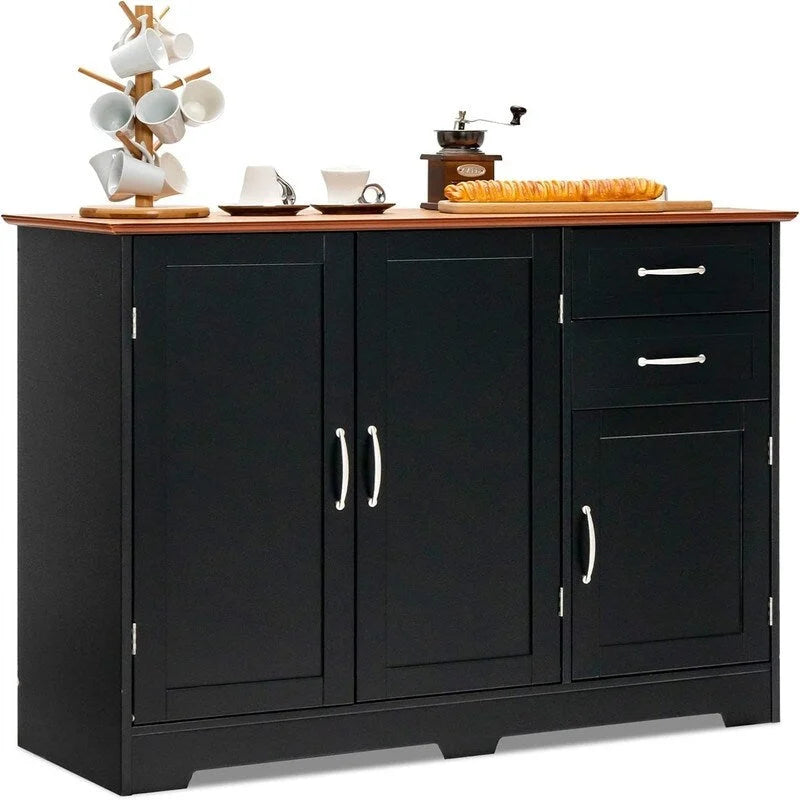 Kitchen Sideboard Cabinet with 2 Drawers, 2 Doors and Adjustable Shelf