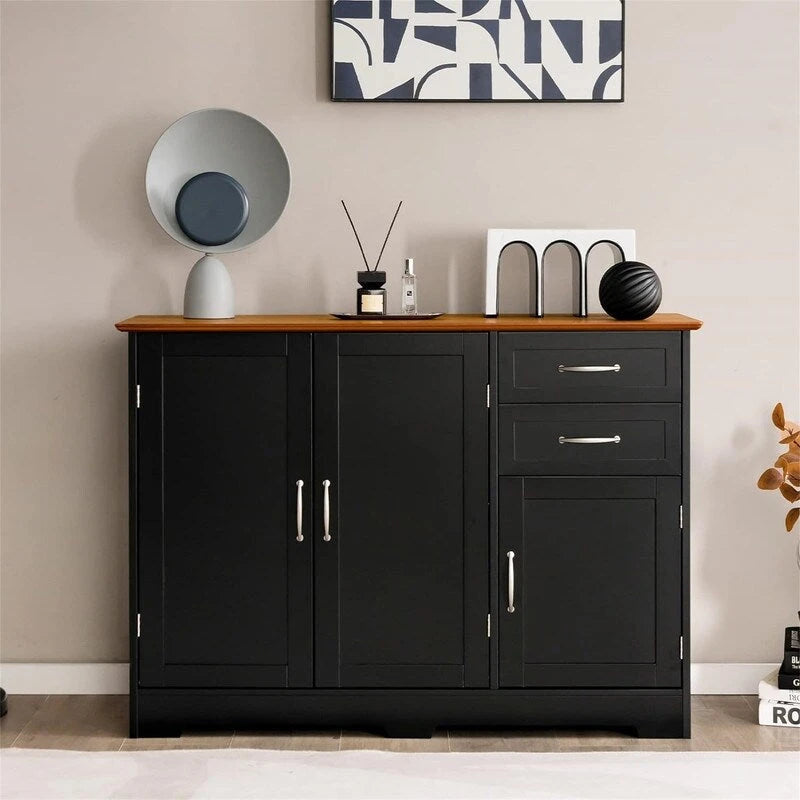 Kitchen Sideboard Cabinet with 2 Drawers, 2 Doors and Adjustable Shelf