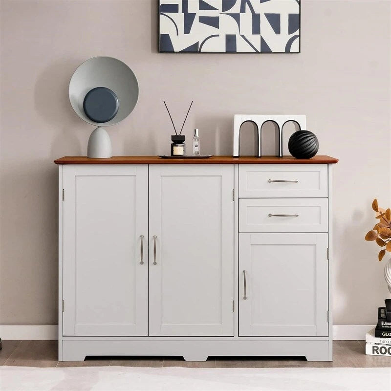 Kitchen Sideboard Cabinet with 2 Drawers, 2 Doors and Adjustable Shelf