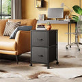 2-Drawer Rolling File Cabinet with Wood Top and Fabric Drawers