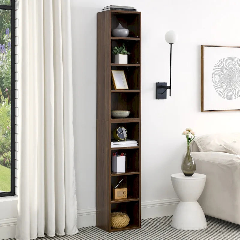 8-Tier Tall Narrow Storage Cabinet with Adjustable Shelves