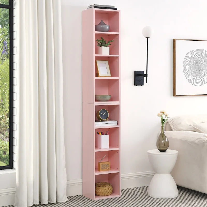8-Tier Tall Narrow Storage Cabinet with Adjustable Shelves