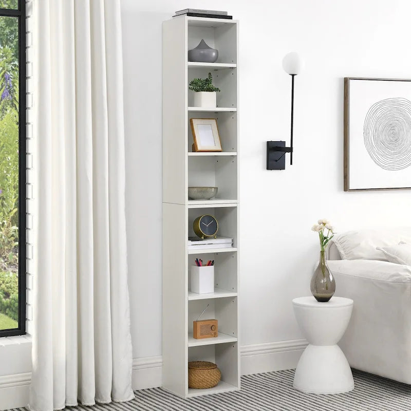 8-Tier Tall Narrow Storage Cabinet with Adjustable Shelves