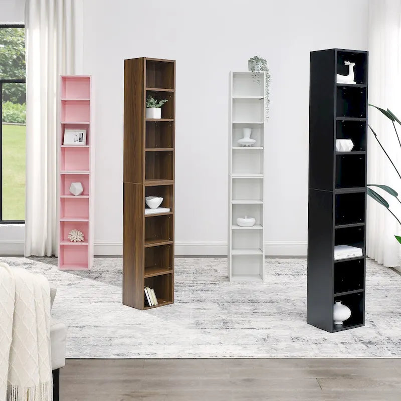 8-Tier Tall Narrow Storage Cabinet with Adjustable Shelves