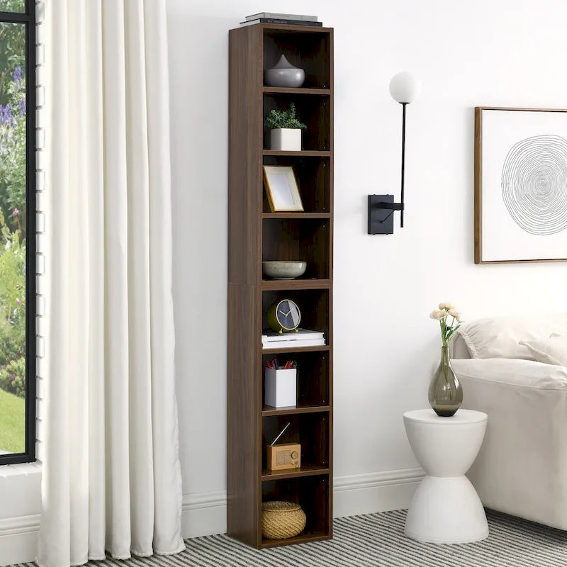 8-Tier Tall Narrow Storage Cabinet with Adjustable Shelves