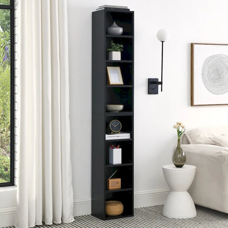 8-Tier Tall Narrow Storage Cabinet with Adjustable Shelves