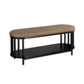 Scandinavian Style Storage Bench with Upholstered Seat and Lower Shelf in Black