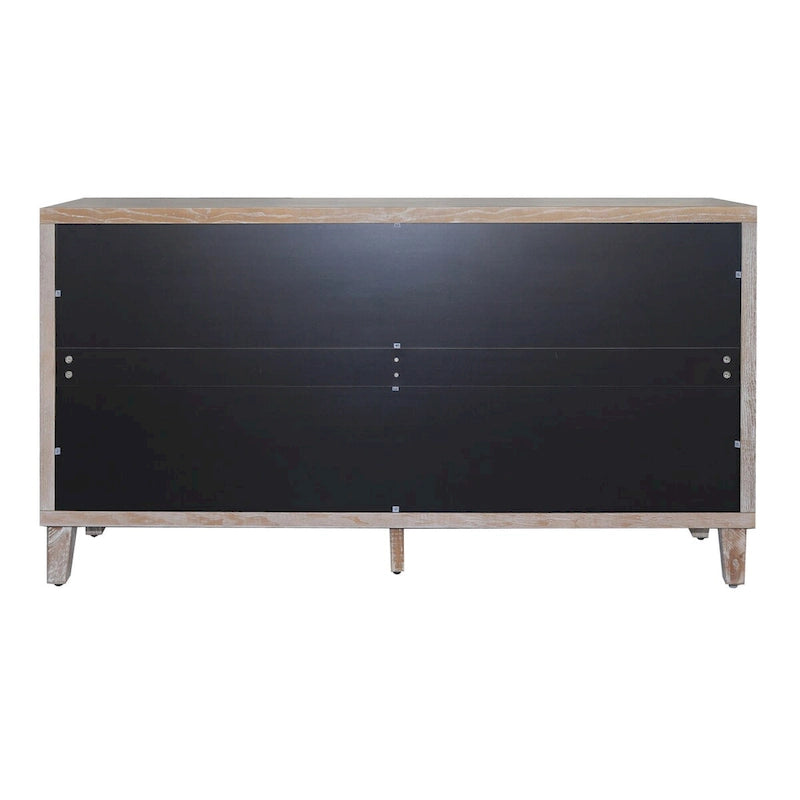 4-Door Sideboard Buffet Cabinet with Woven Pattern Doors in Natural Wood Wash