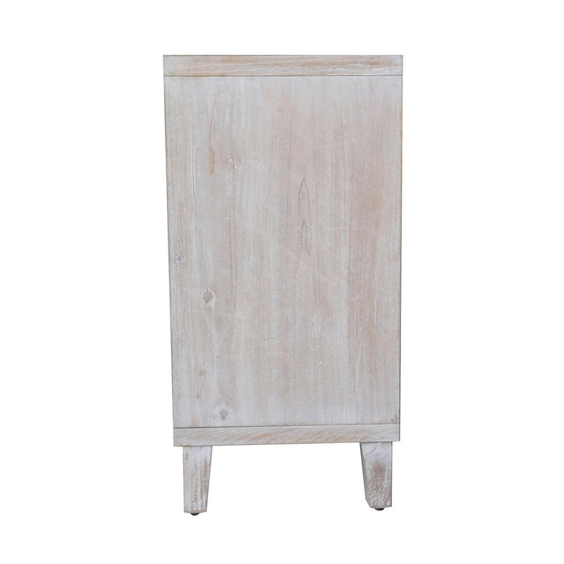 4-Door Sideboard Buffet Cabinet with Woven Pattern Doors in Natural Wood Wash