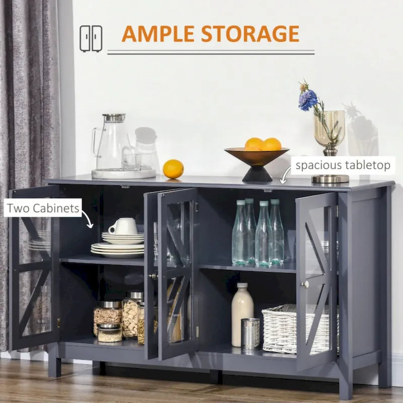 Buffet Sideboard Cabinet with Tempered Glass Doors
