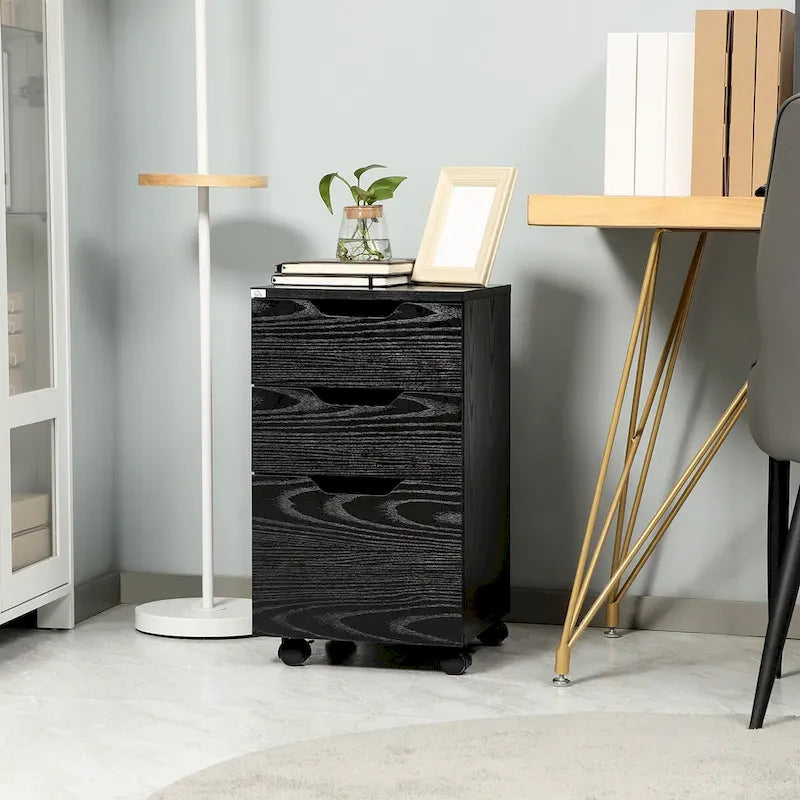 3-Drawer Mobile Under-Desk Storage Cabinet with Locking Wheels
